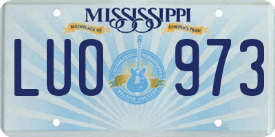 MS license plate LUO973