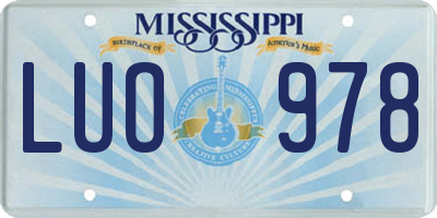 MS license plate LUO978