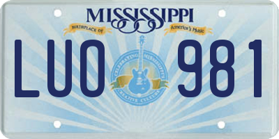 MS license plate LUO981