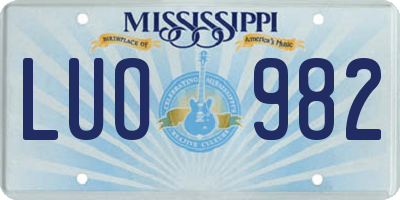 MS license plate LUO982