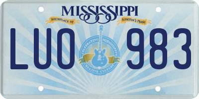 MS license plate LUO983
