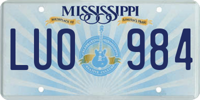 MS license plate LUO984
