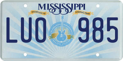 MS license plate LUO985