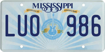 MS license plate LUO986