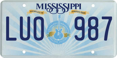 MS license plate LUO987