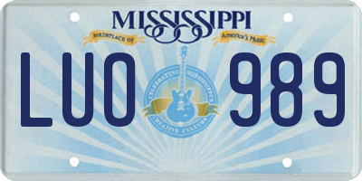 MS license plate LUO989