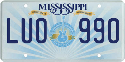 MS license plate LUO990