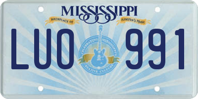 MS license plate LUO991