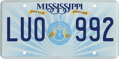 MS license plate LUO992