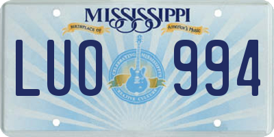 MS license plate LUO994