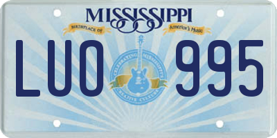 MS license plate LUO995
