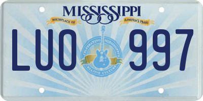 MS license plate LUO997