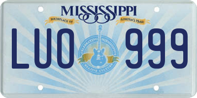 MS license plate LUO999