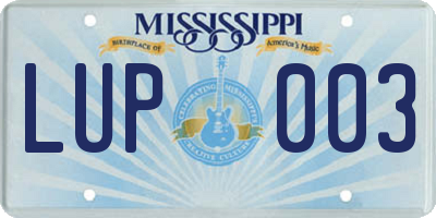 MS license plate LUP003