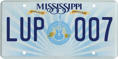 MS license plate LUP007