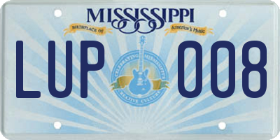 MS license plate LUP008