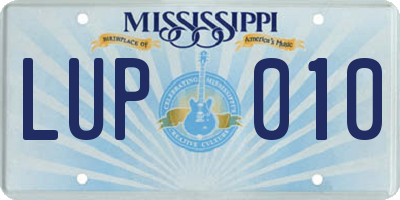 MS license plate LUP010