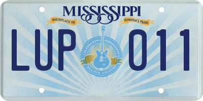 MS license plate LUP011