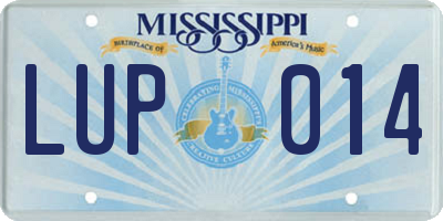 MS license plate LUP014