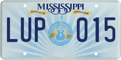 MS license plate LUP015