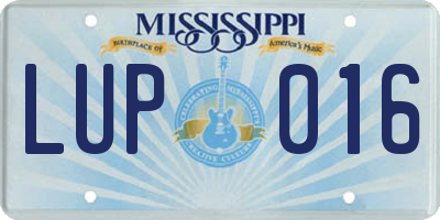 MS license plate LUP016