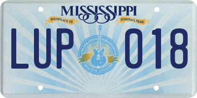 MS license plate LUP018