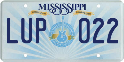 MS license plate LUP022