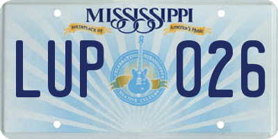 MS license plate LUP026