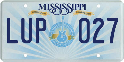 MS license plate LUP027