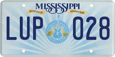 MS license plate LUP028
