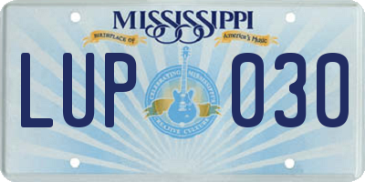 MS license plate LUP030