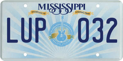 MS license plate LUP032