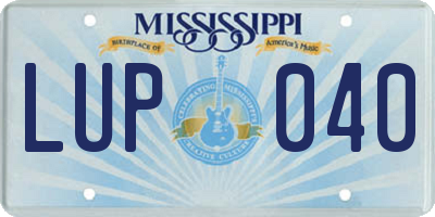 MS license plate LUP040