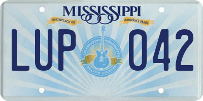 MS license plate LUP042