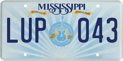 MS license plate LUP043