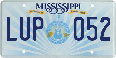MS license plate LUP052