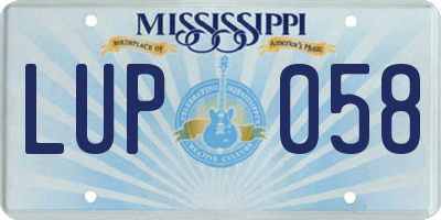 MS license plate LUP058