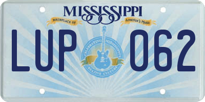 MS license plate LUP062