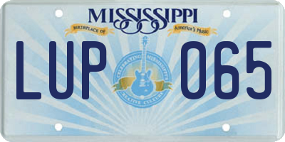MS license plate LUP065