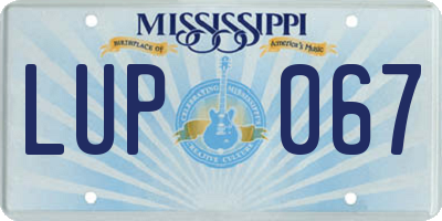 MS license plate LUP067