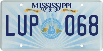 MS license plate LUP068