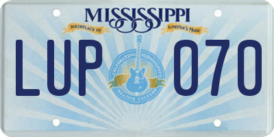 MS license plate LUP070