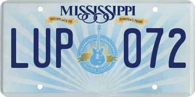 MS license plate LUP072