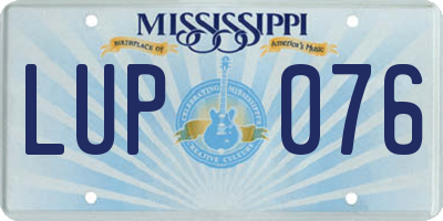 MS license plate LUP076
