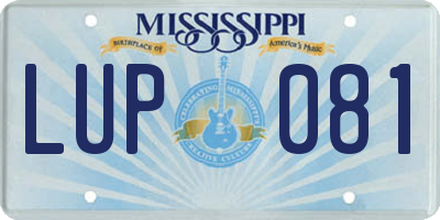 MS license plate LUP081