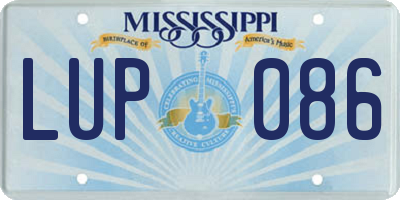 MS license plate LUP086