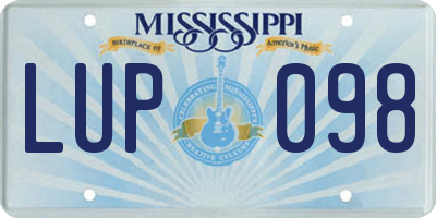 MS license plate LUP098