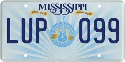 MS license plate LUP099