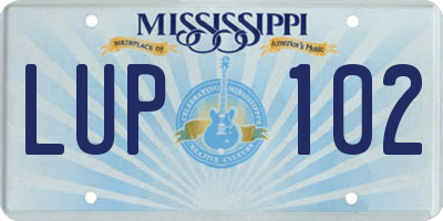 MS license plate LUP102