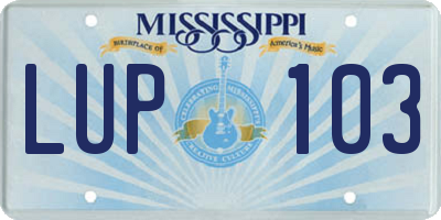 MS license plate LUP103